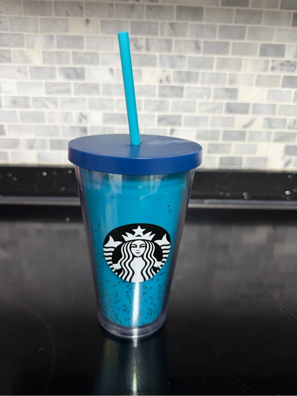 Starbucks Blue Teal Double-Wall Reusable Tumbler with Straw